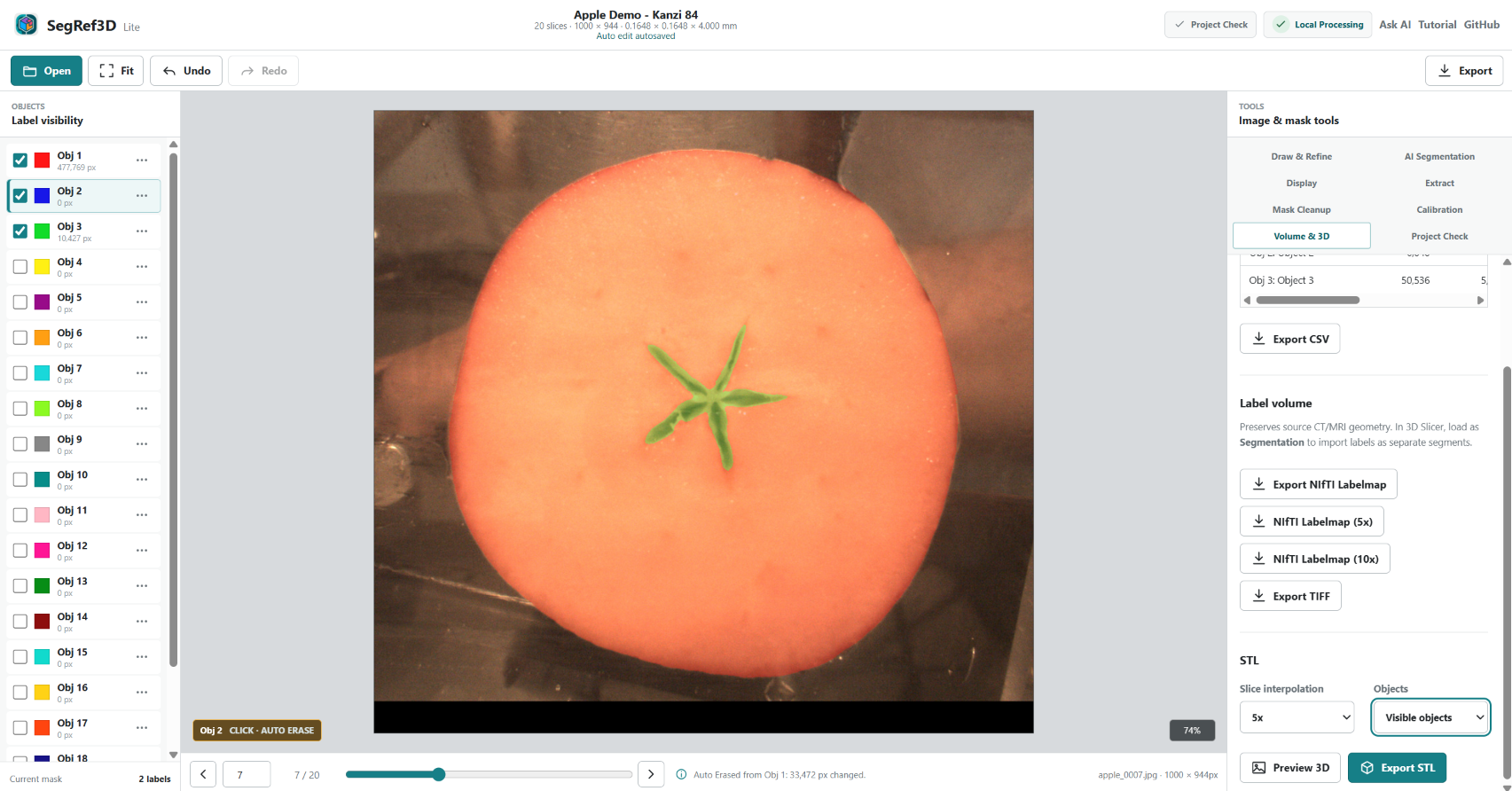 Choose Visible objects for 3D